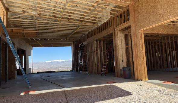 Interior Image of spray foam and wood framing in TNAH 2024